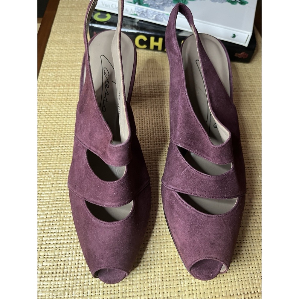 Caressa Size 7M Deep Plum Burgundy Open Toe Pump‎ Heels